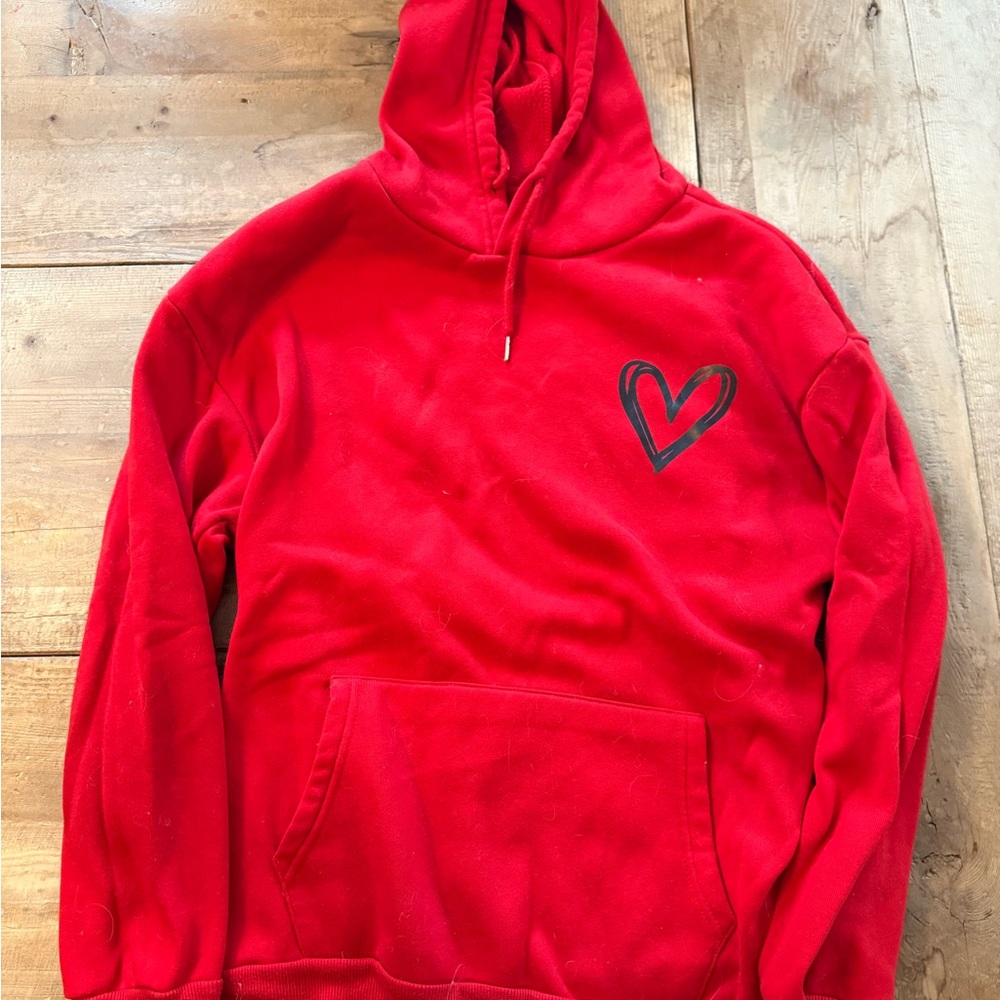Red Heart Graphic Hooded Sweatshirt - Women